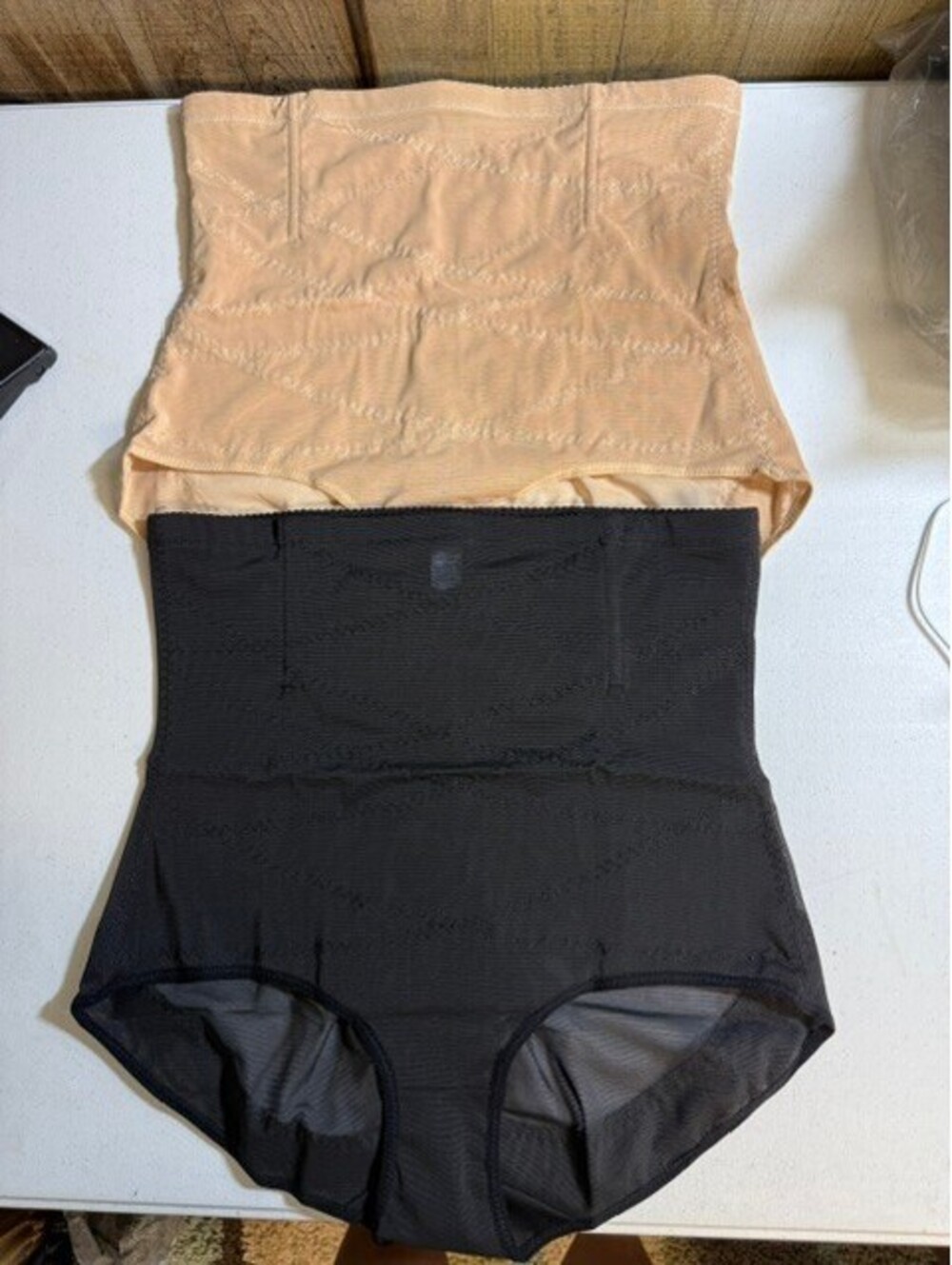 High-Waisted Shaping Bottoms in Black and Beige, Size 2XL